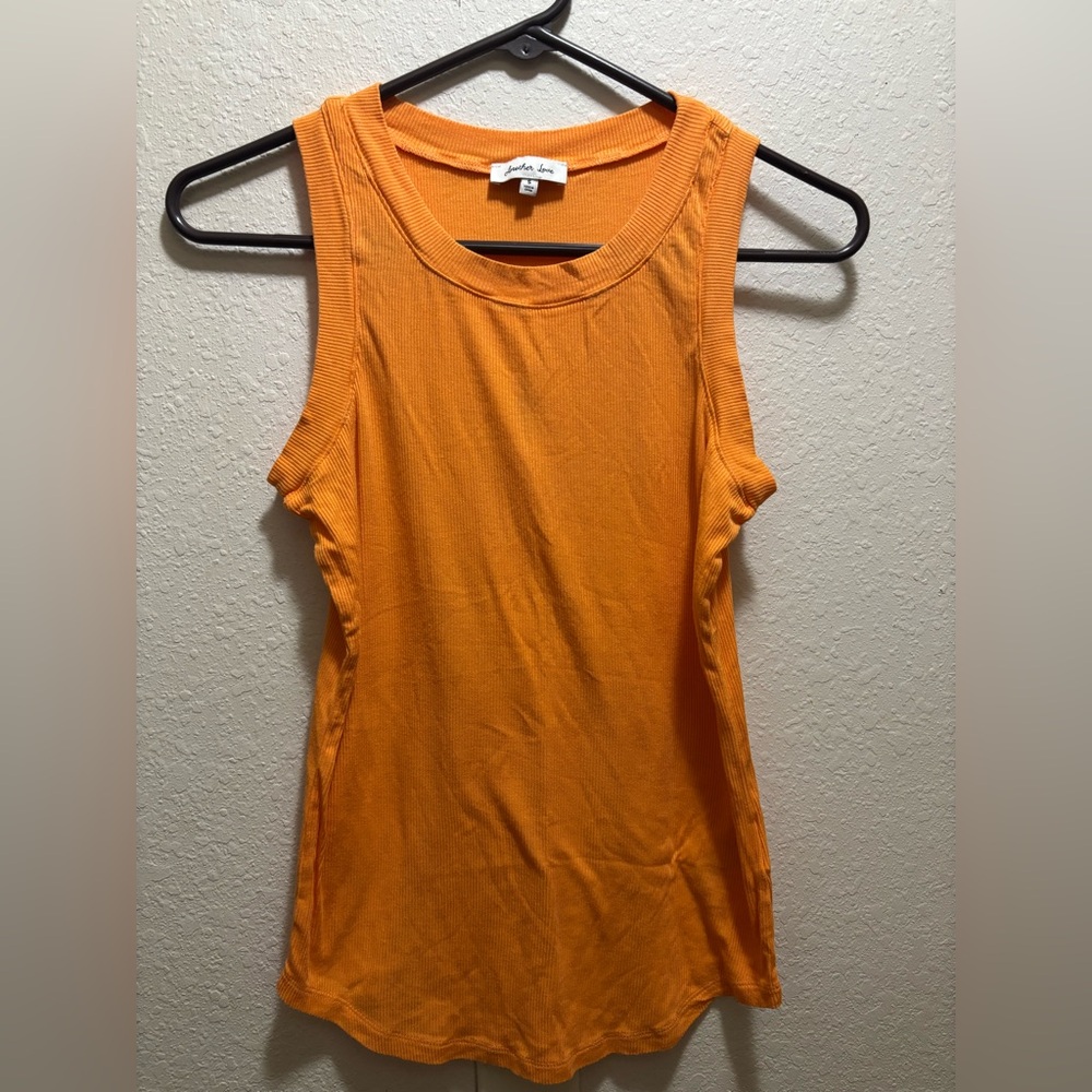 Another Love Ribbed Tank Top Bright Orange Round Neck Small Like New